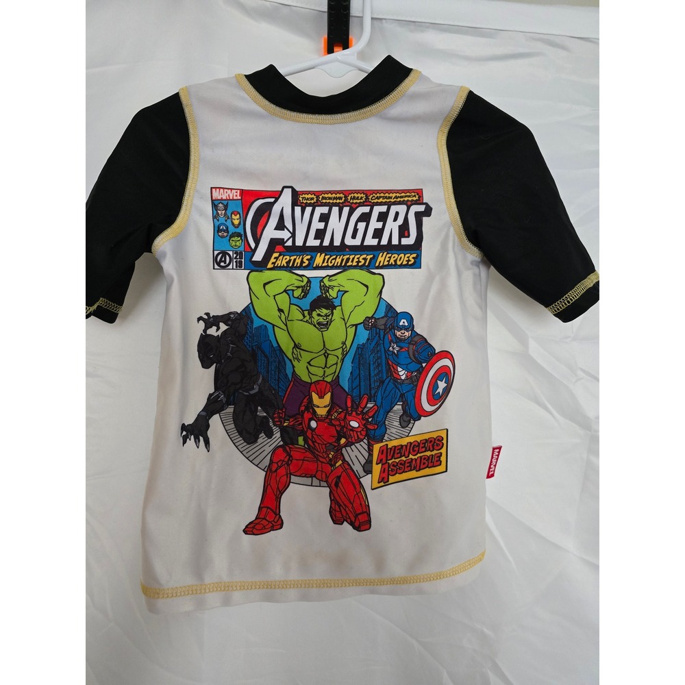 Kids Avengers Assemble Marvel‎ Comic Short Sleeve Rash Guard Swim Shirt Top